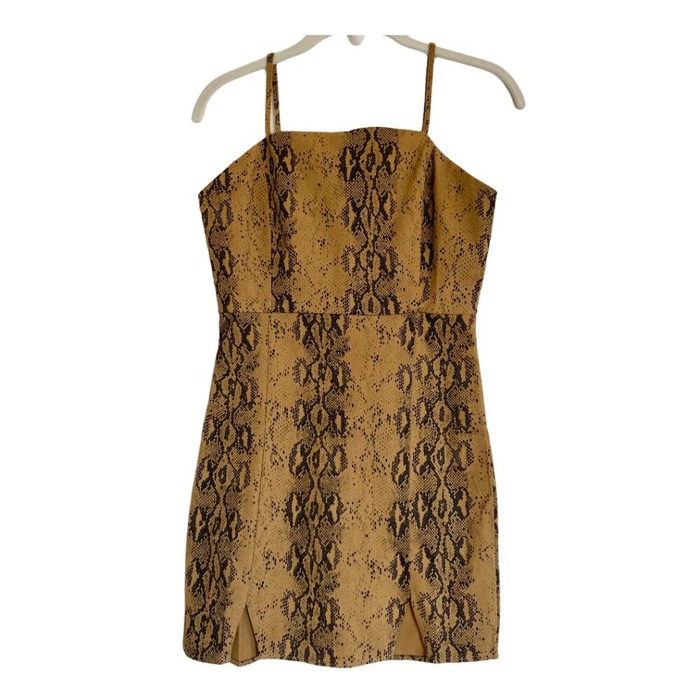 Wild Honey Snakeskin Print Mini Dress Adjustable Straps Cotton Blend Size Small